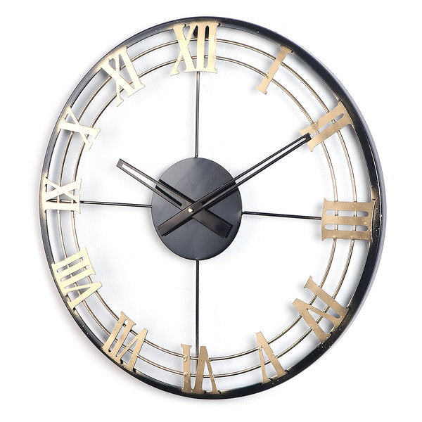Amaya Decors Black & Gold Roman Number Wall Clock