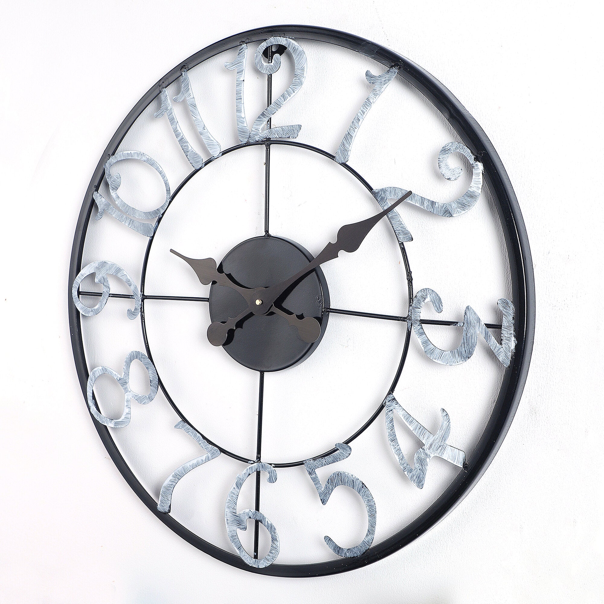 Amaya Decors Black & Silver Numeric Wall Clock