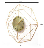 Amaya Decors Hexagon Wire Wall Clock with Gold DIal