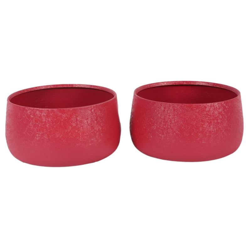 Amaya Decors Maroon Bowl Textured Planter Set of 2