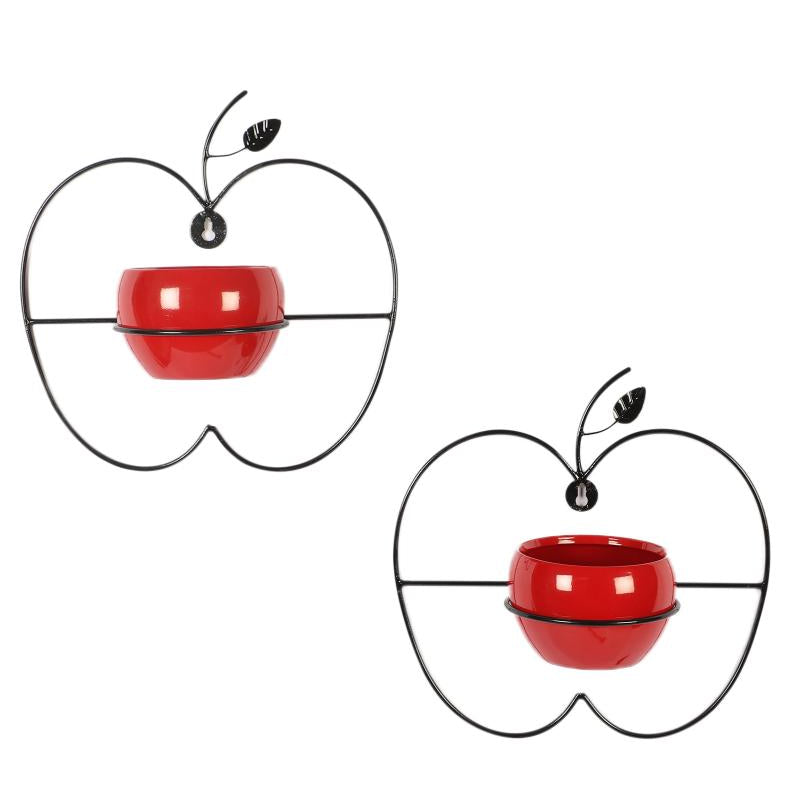 Amaya Decors Wall Hanging Red Apple Planter Set of 2
