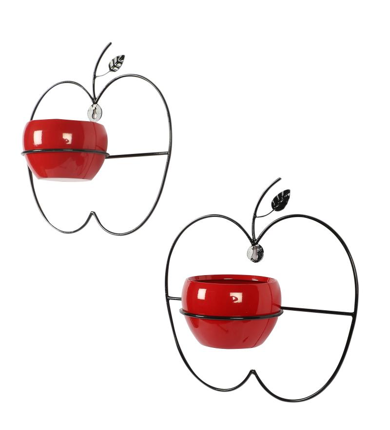 Amaya Decors Wall Hanging Red Apple Planter Set of 2