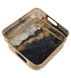 Amaya Decors Square Blue & White Tray Set of 2