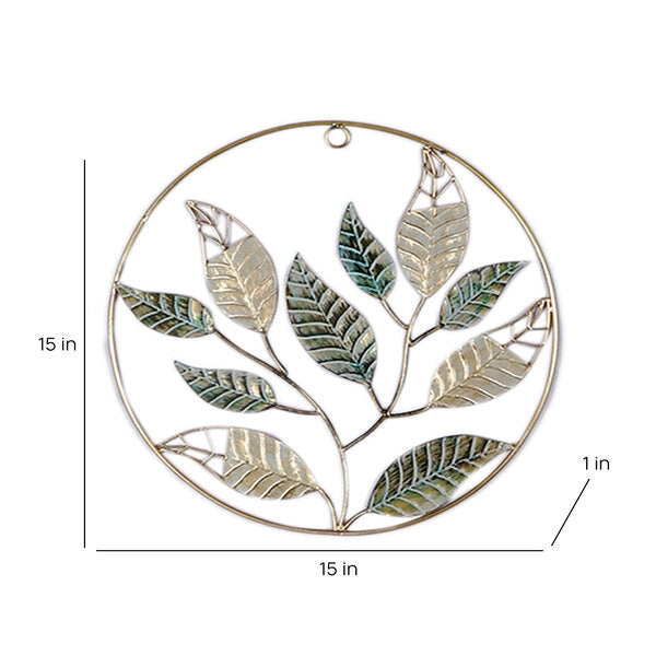 Amaya Decors Green & Gold Mango Leaves Wall Decor Set of 3