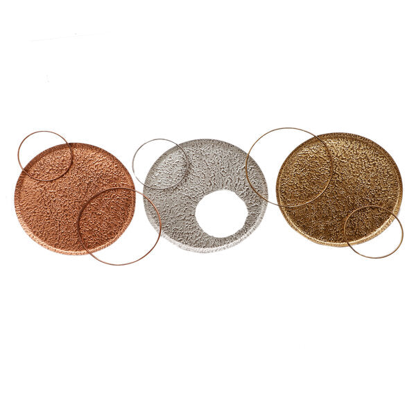 Amaya Decors Gold, Copper & Silver Double Ring Wall Decor Set of 3