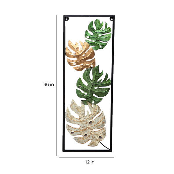 Amaya Decors Green, Gold & White Maple Leaves Wall Decor Set of 2