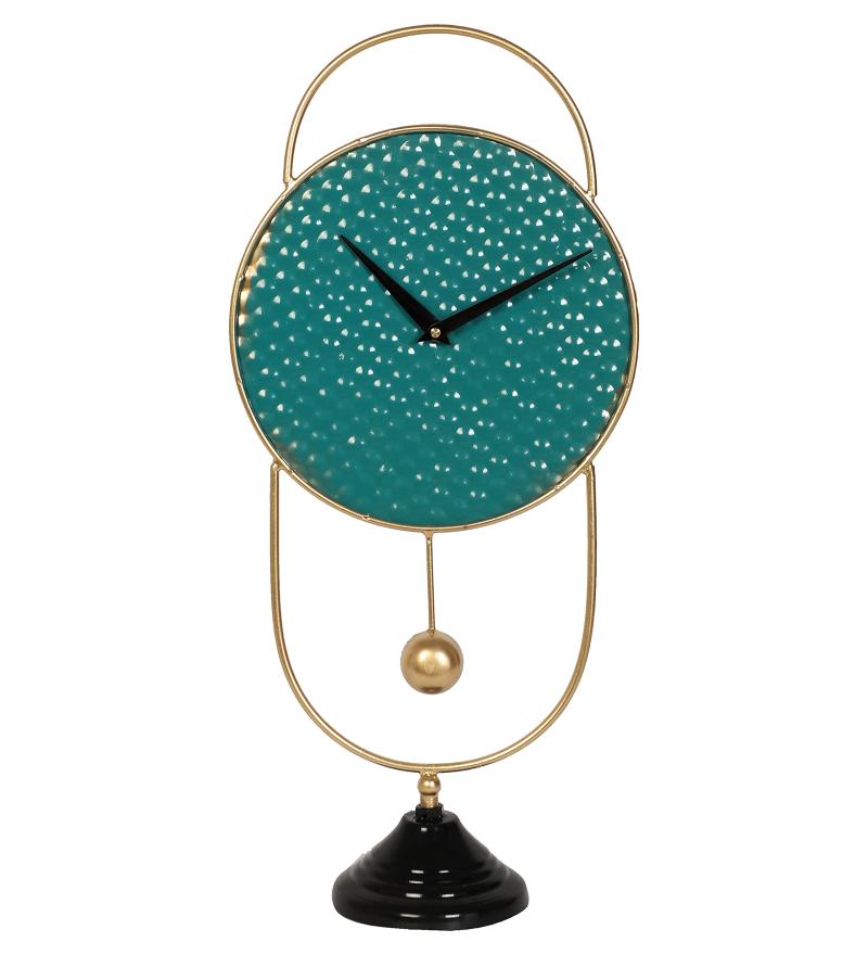 Amaya Decors Green & Gold Oval Table Clock