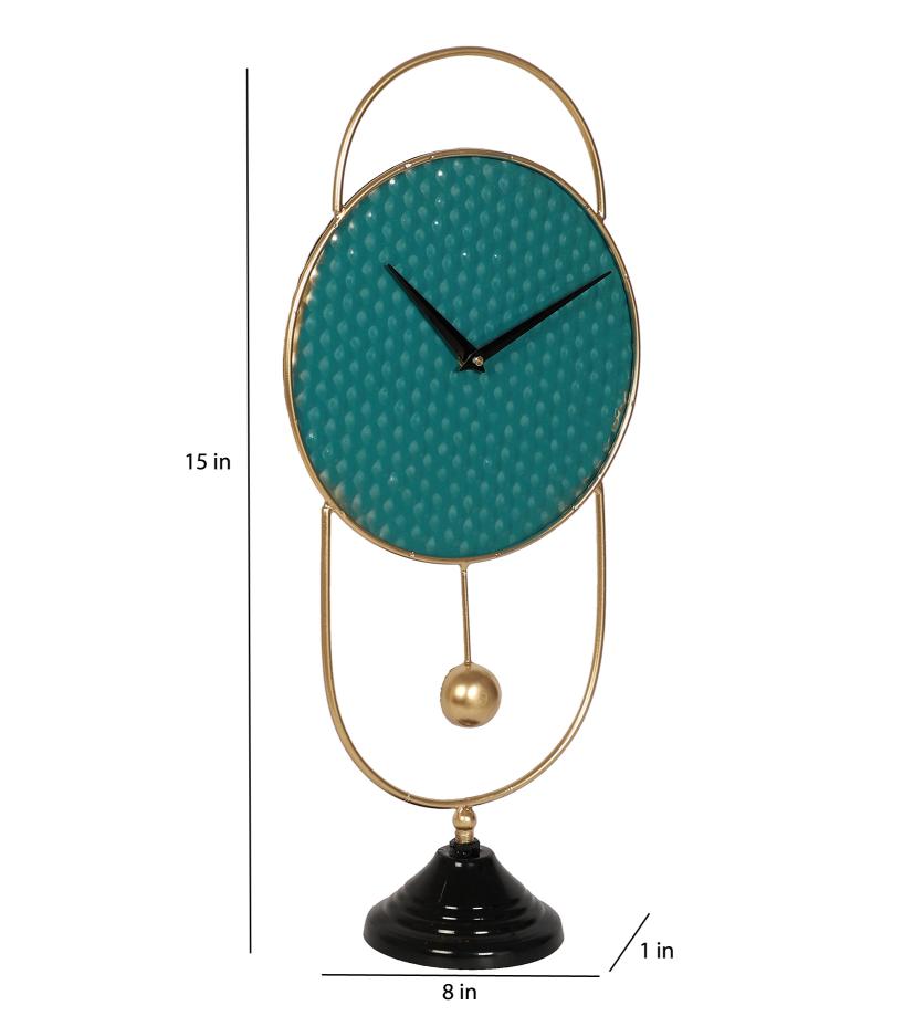 Amaya Decors Green & Gold Oval Table Clock