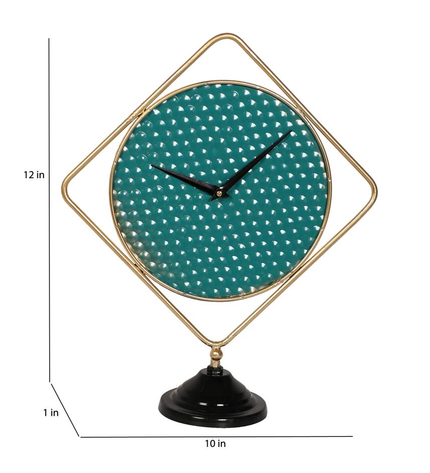 Amaya Decors Green & Gold Square Table Clock