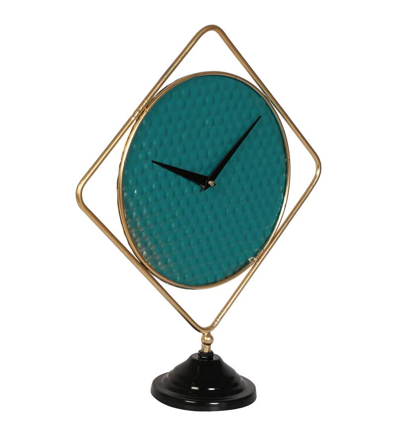 Amaya Decors Green & Gold Square Table Clock