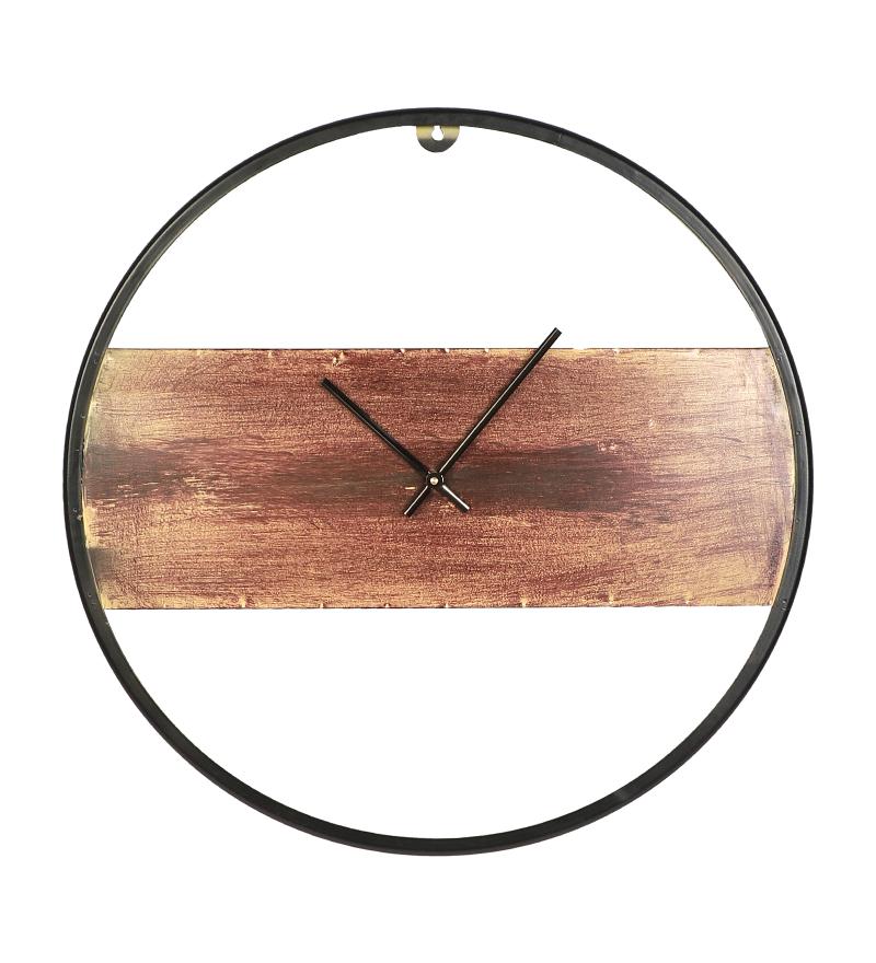 Amaya Decors Black & Brown Round Wall Clock