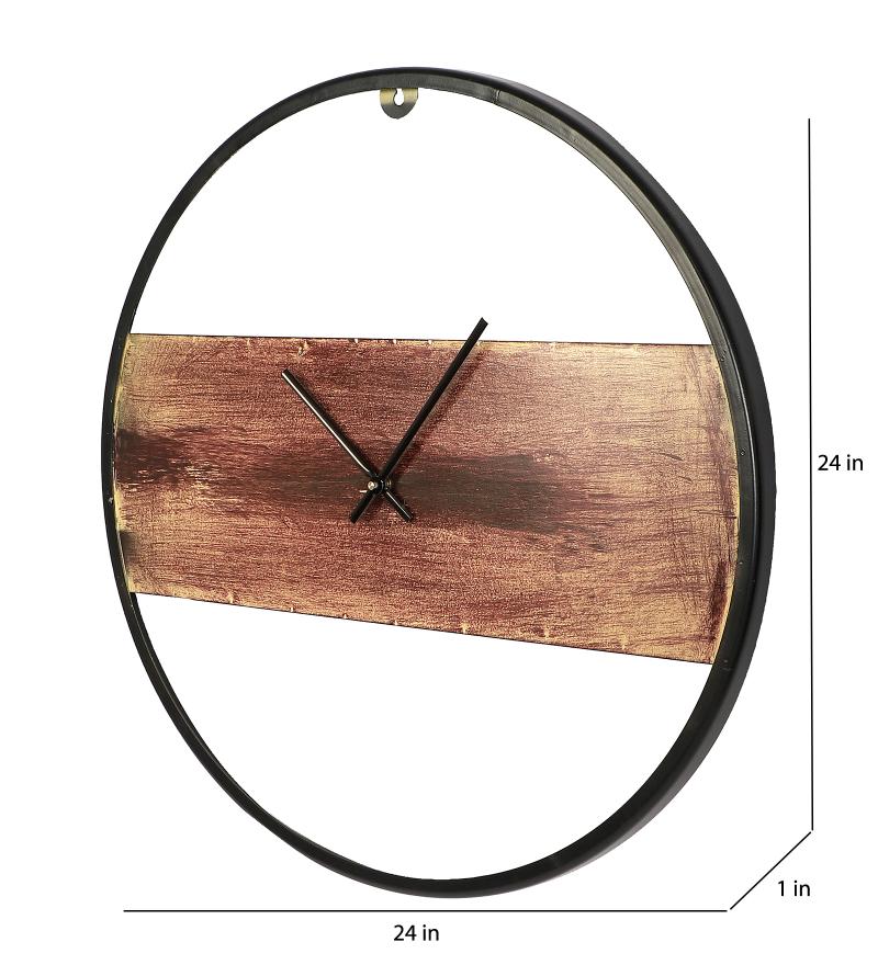 Amaya Decors Black & Brown Round Wall Clock