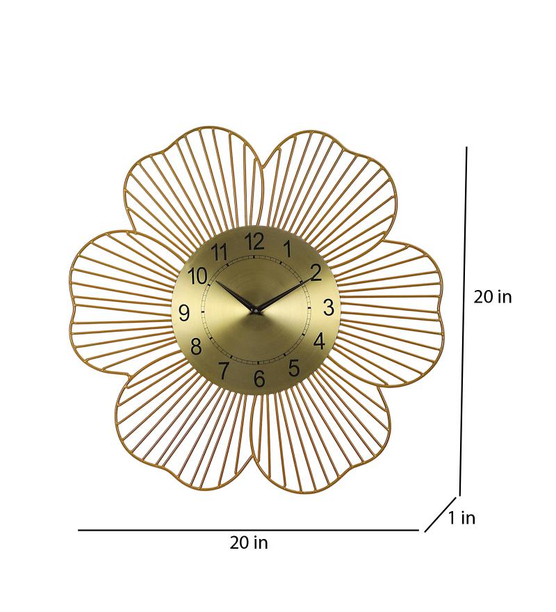 Amaya Decors Gold Flower Shape Wall Clock