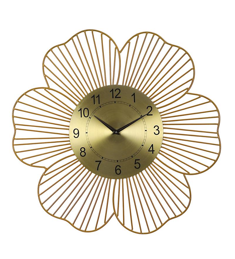 Amaya Decors Gold Flower Shape Wall Clock