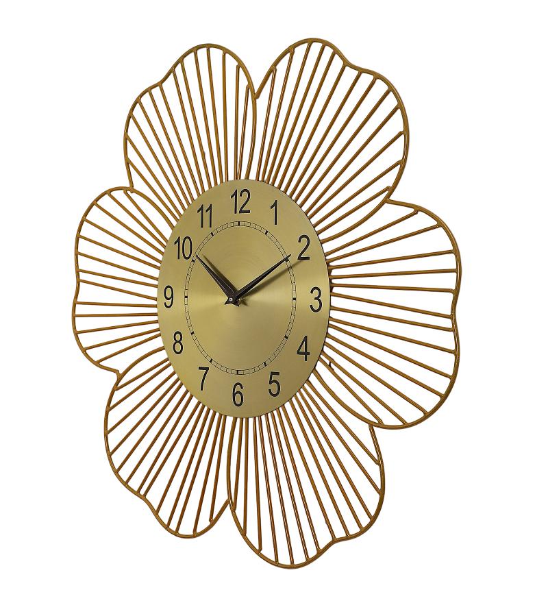 Amaya Decors Gold Flower Shape Wall Clock