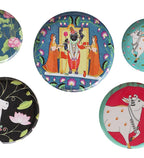 Amaya Decors Cow Metal & Meena Wall Plates Set of 5