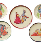 Amaya Decors Radhey Krishna Metal & Meena Wall Plates Set of 5