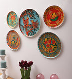 Amaya Decors Fish & Bird Metal & Meena Wall Plates Set of 5