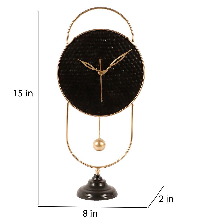 Amaya Decors Black & Gold Oval Table Clock