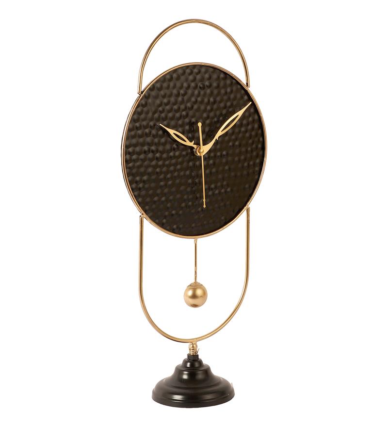 Amaya Decors Black & Gold Oval Table Clock