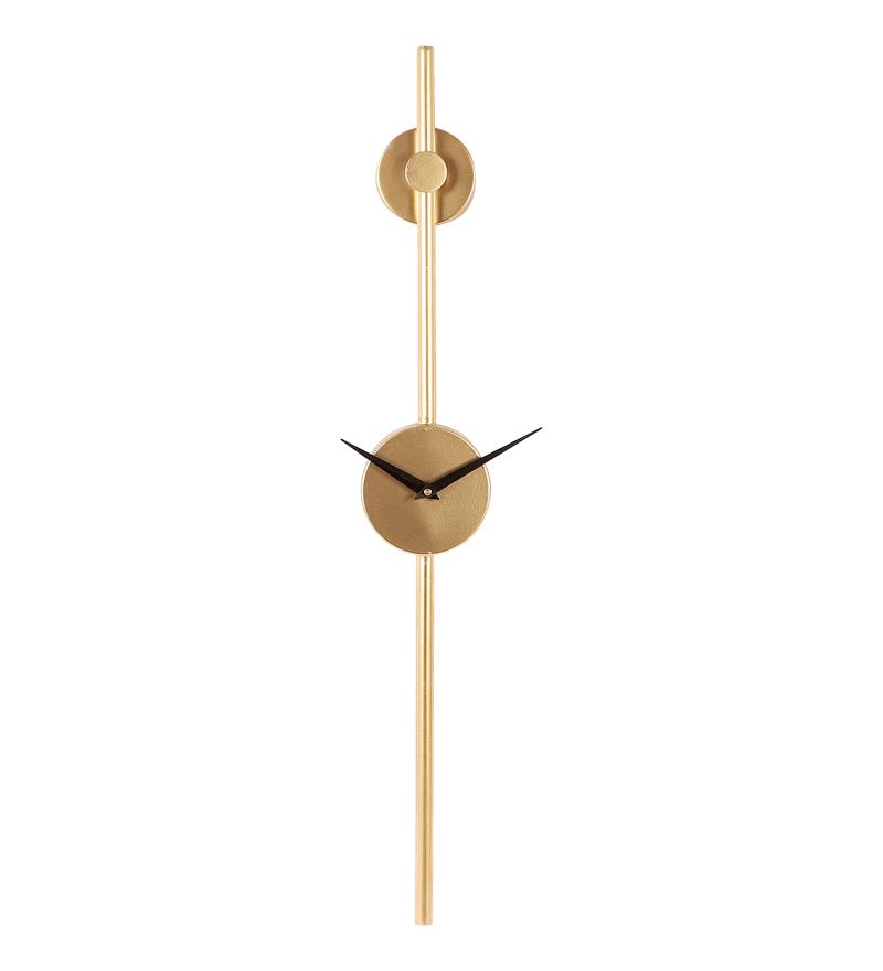 Amaya Decors Gold Slim Long Pipe Clock