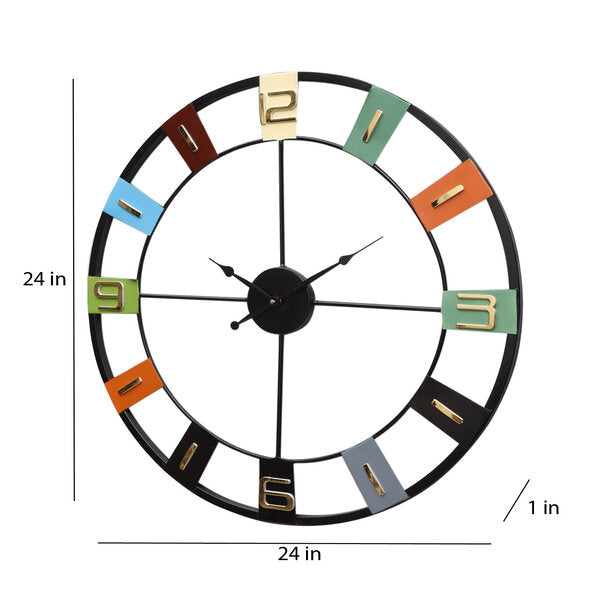 Amaya Decors Round Numbers Multicolor Wall Clock