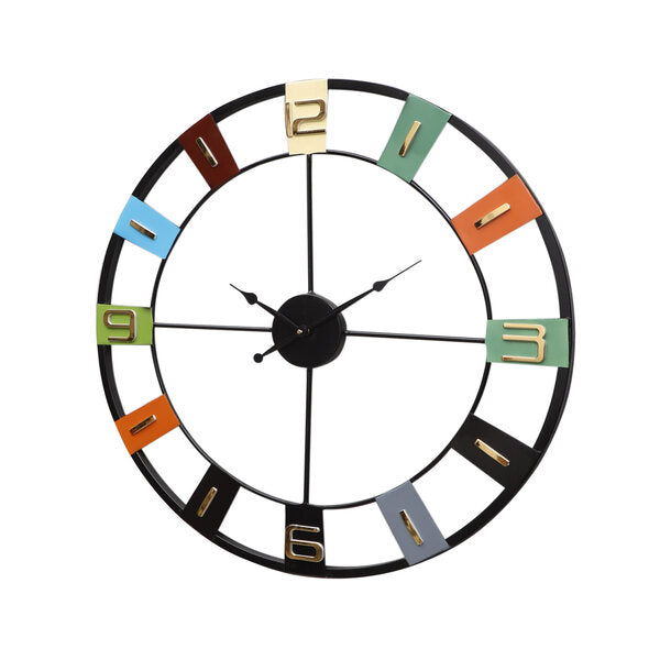 Amaya Decors Round Numbers Multicolor Wall Clock