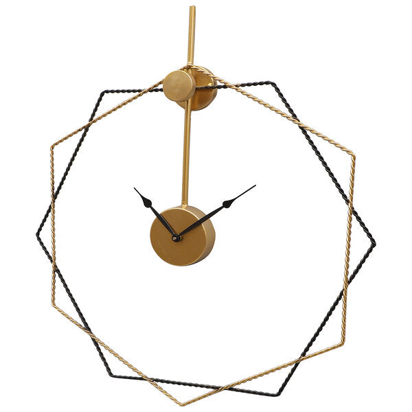 Amaya Decors Black & Gold Hexagon Wall Clock