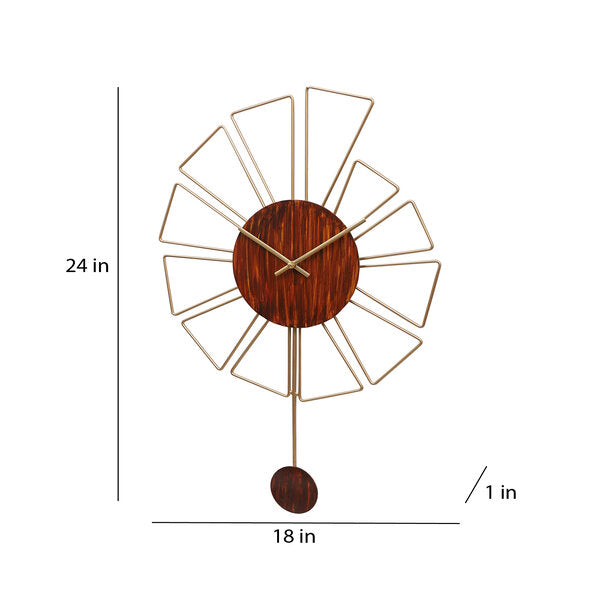 Amaya Decors Gemoetric Brown & Gold Pendulam Clock