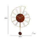 Amaya Decors Gemoetric Brown & Gold Pendulam Clock