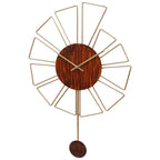 Amaya Decors Gemoetric Brown & Gold Pendulam Clock