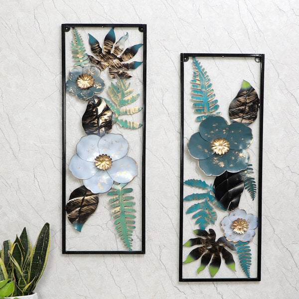 Amaya Decors Multicolored Maple Leaves & Flower Wall Decor Set of 2