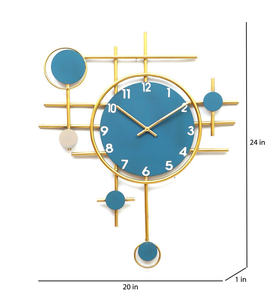 Amaya Decors Green & Gold Double Pendulam Clock