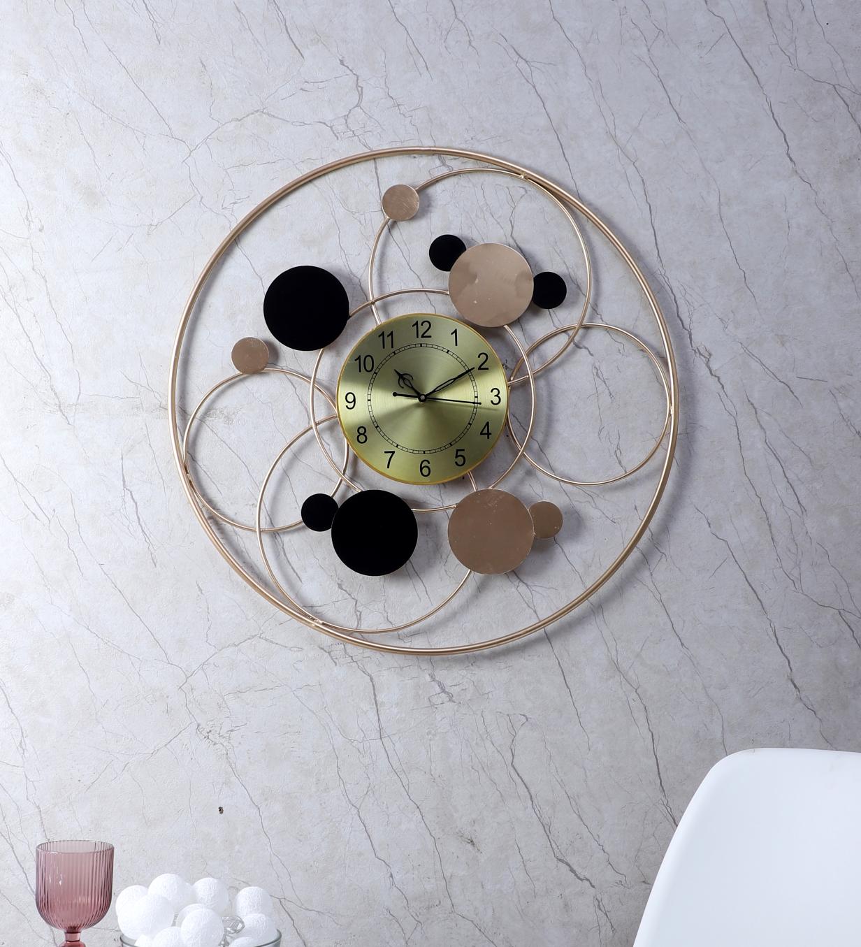 Amaya Decors Black & Gold Round Ring Wall Clock