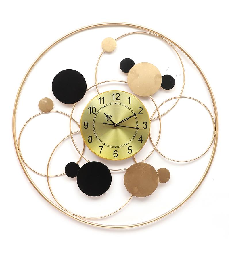 Amaya Decors Black & Gold Round Ring Wall Clock