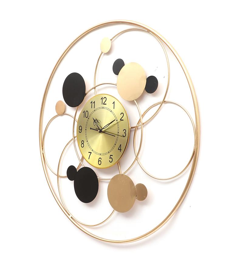 Amaya Decors Black & Gold Round Ring Wall Clock