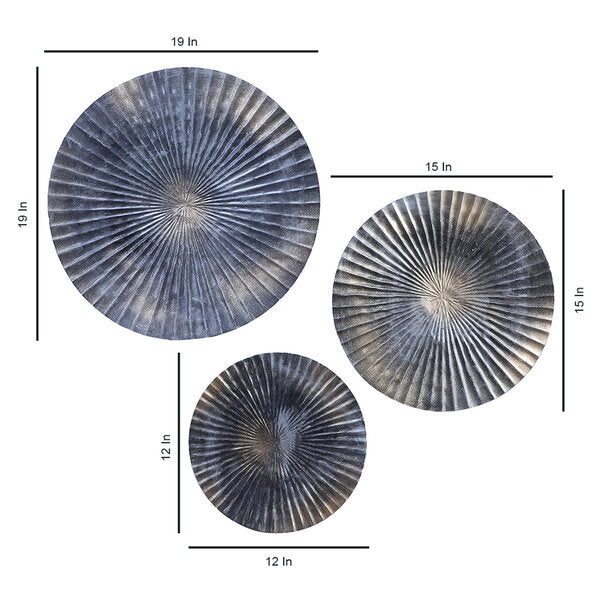 Amaya Decors Grey & Gold Hammered Wall Décor Set of 3