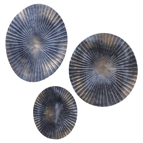 Amaya Decors Grey & Gold Hammered Wall Décor Set of 3