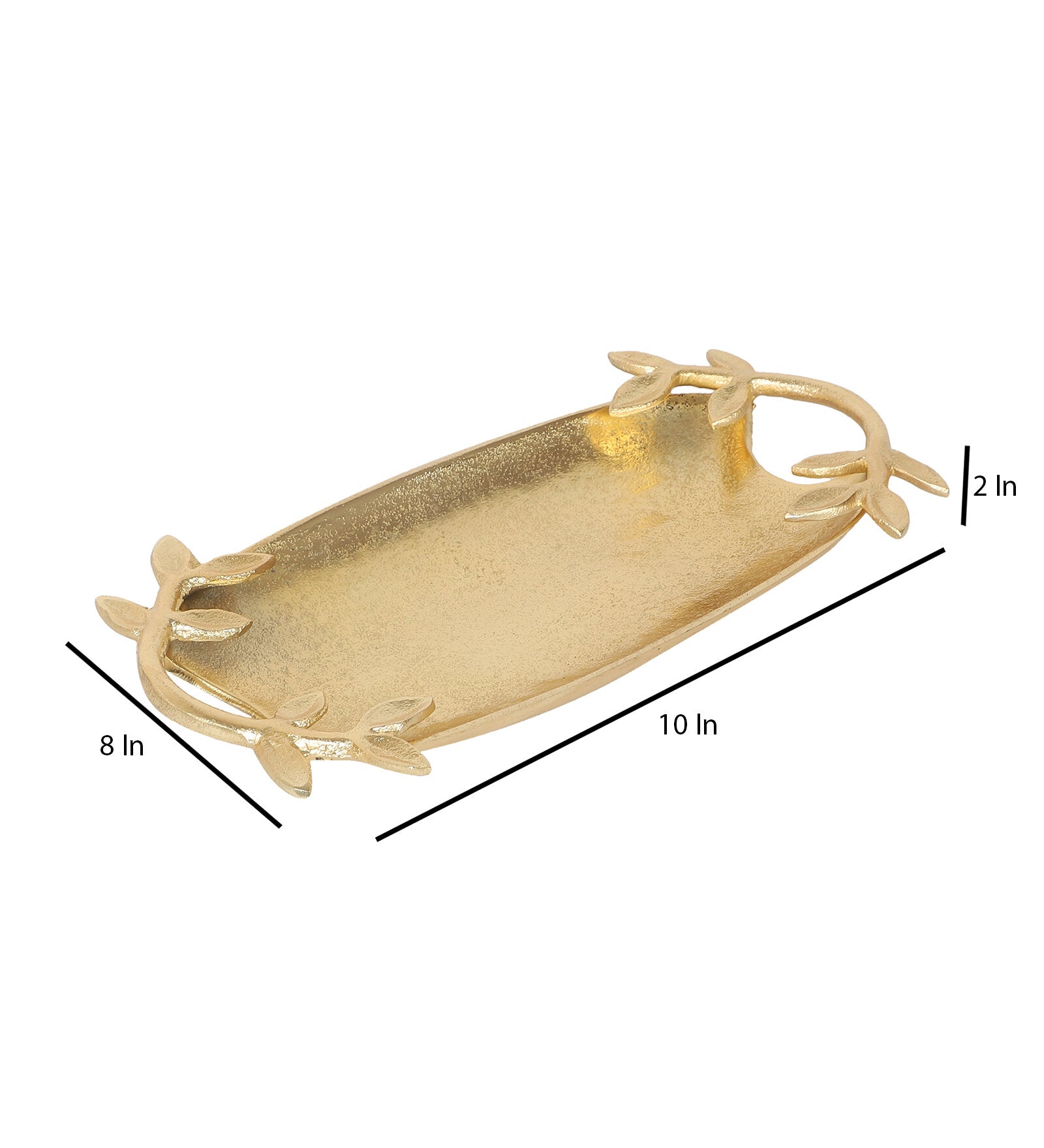Amaya Decors Gold Leaf Aluminium Tray | Gold | Iron with Powder Coating