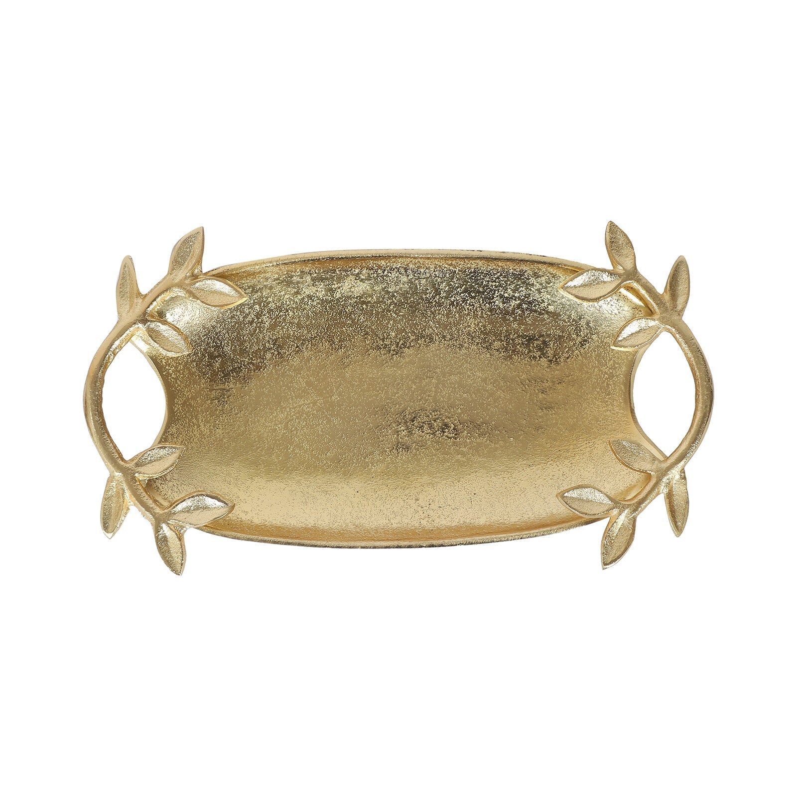 Amaya Decors Gold Leaf Aluminium Tray | Gold | Iron with Powder Coating