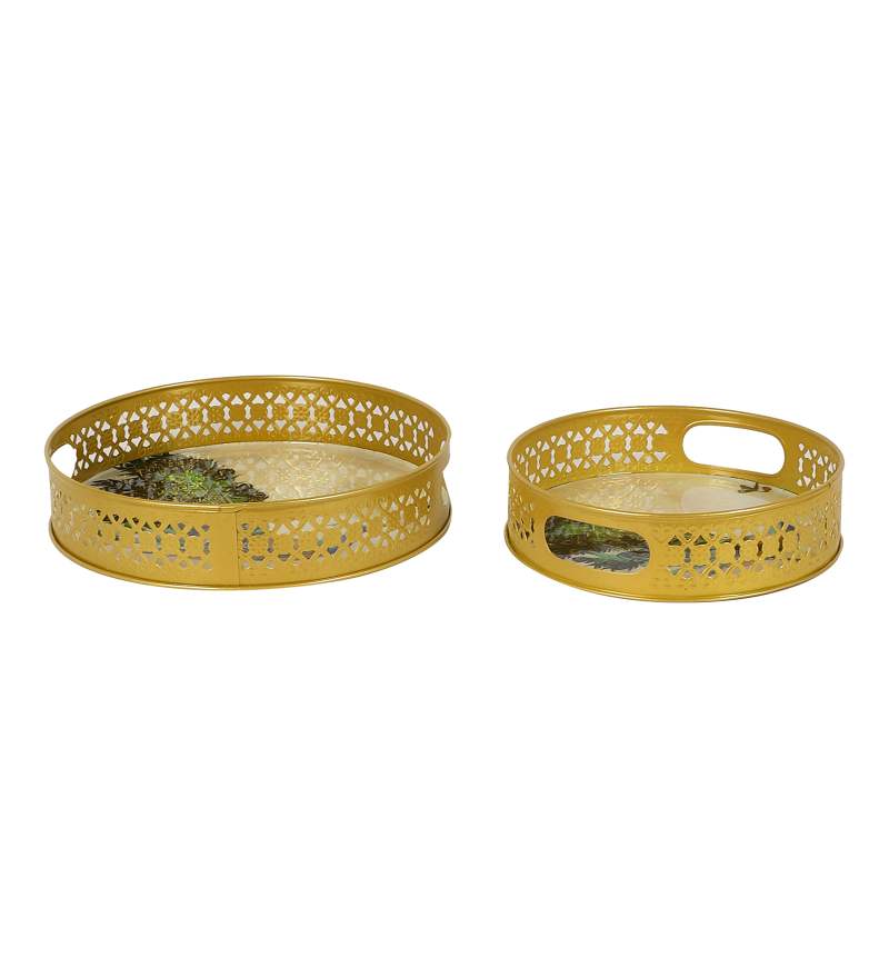 Amaya Decors Peacock Tray Set of 2
