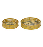 Amaya Decors White & Green Tree Tray Set of 2