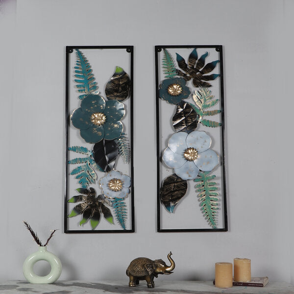 Amaya Decors Multicolored Maple Leaves & Flower Wall Decor Set of 2
