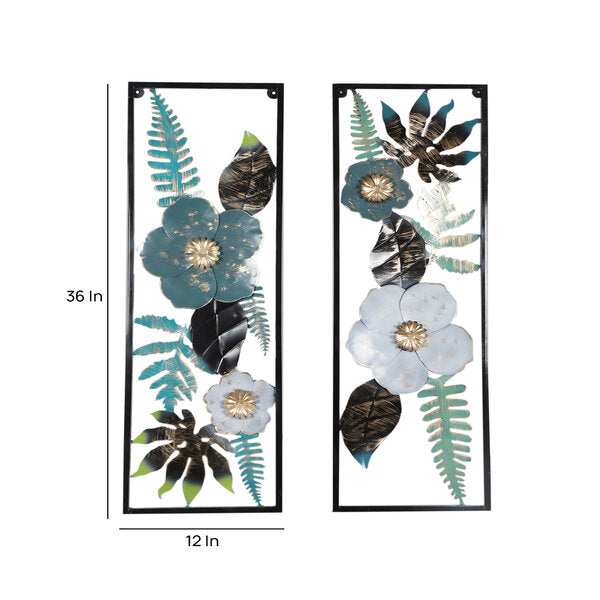 Amaya Decors Multicolored Maple Leaves & Flower Wall Decor Set of 2