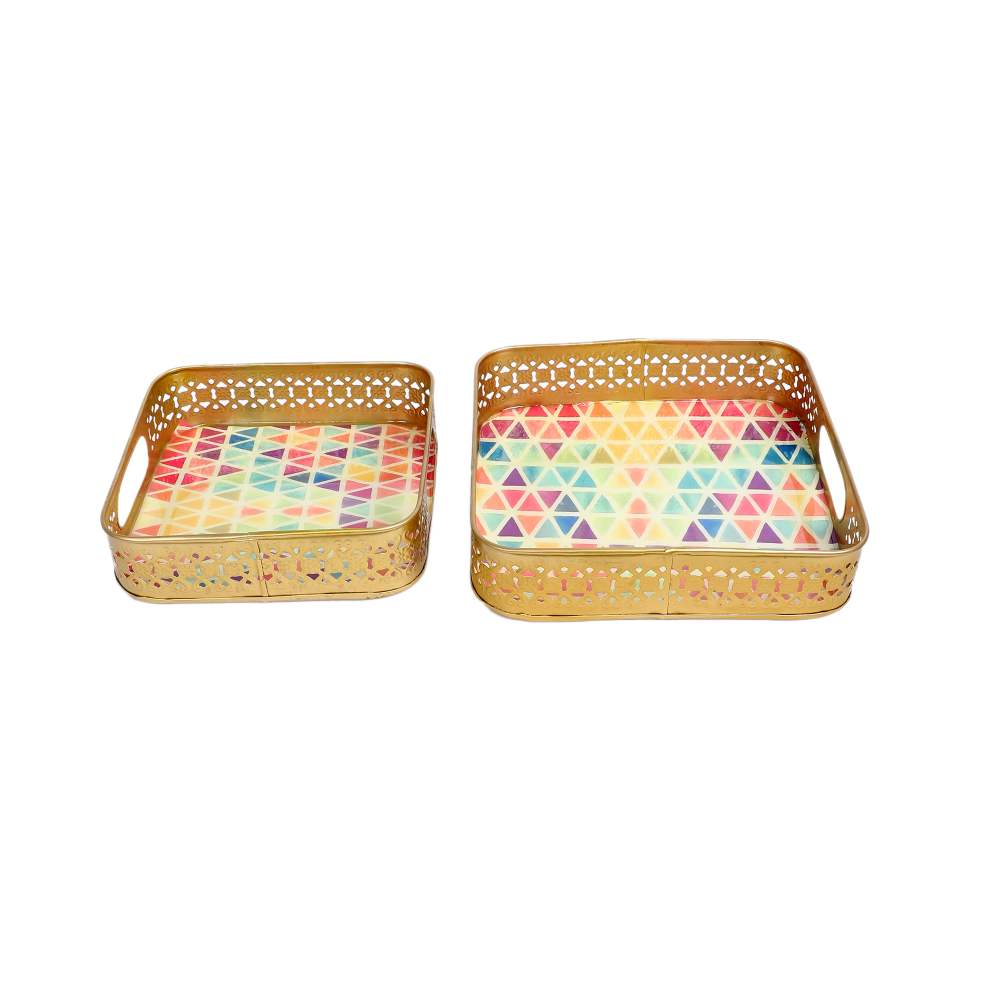 Amaya Decors Multicolor Triangle Tray Set of 2