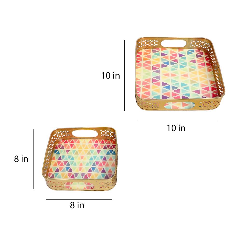 Amaya Decors Multicolor Triangle Tray Set of 2