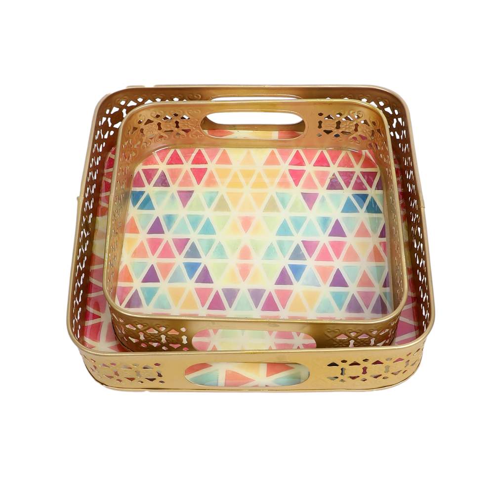 Amaya Decors Multicolor Triangle Tray Set of 2