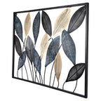 Amaya Decors Rectangular Etching Black, Gold & Green Leaves Wall Décor