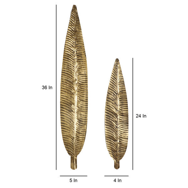 Amaya Decors Long Antique Leaves Wall Décor Set of 2