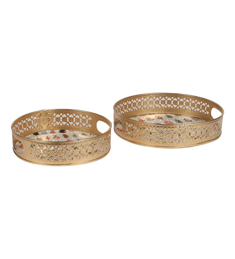 Amaya Decors Christmas Gifts Metal Basket Set of 2 | Gold | Iron with Powder Coating